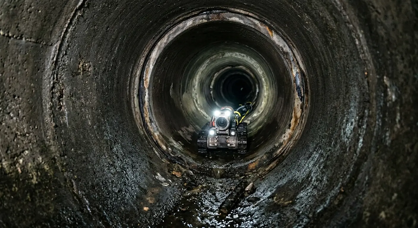 Robotic sewer camera inspecting pipe interior for Drain Snake Service in Thornbury